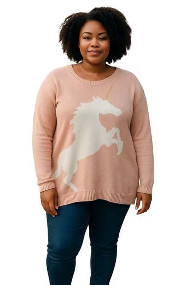 LC Lauren Conrad Pink Unicorn Sweater - Picture 1 of 5